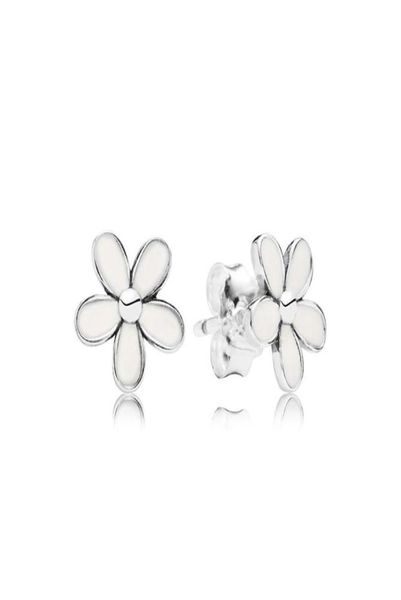 

new white enamel daisy stud earring original box set jewelry for pandora 925 sterling silver flowers earrings for women girls3141997, Golden;silver