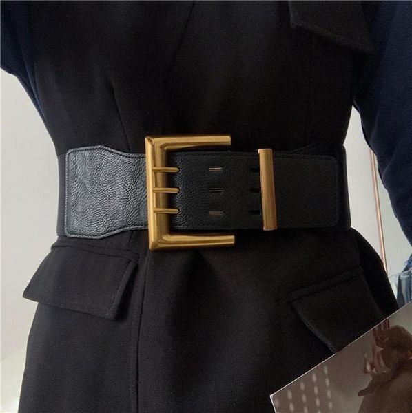 

belts women vintage pin buckle super wide cummerbunds female dress corsets waistband wedding decorate black elastic waist seal5966360, Black;brown
