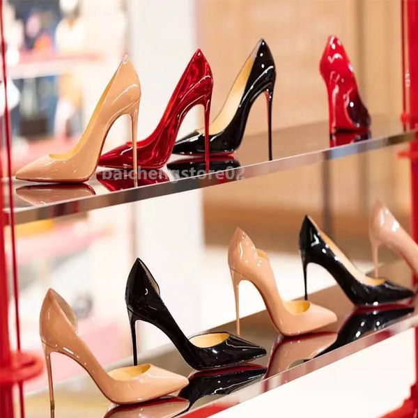 

women pumps luxury high heels designer shoes genuine leather matte pointed toe shoes classics 8cm 10cm 12cm black nude office party wedding