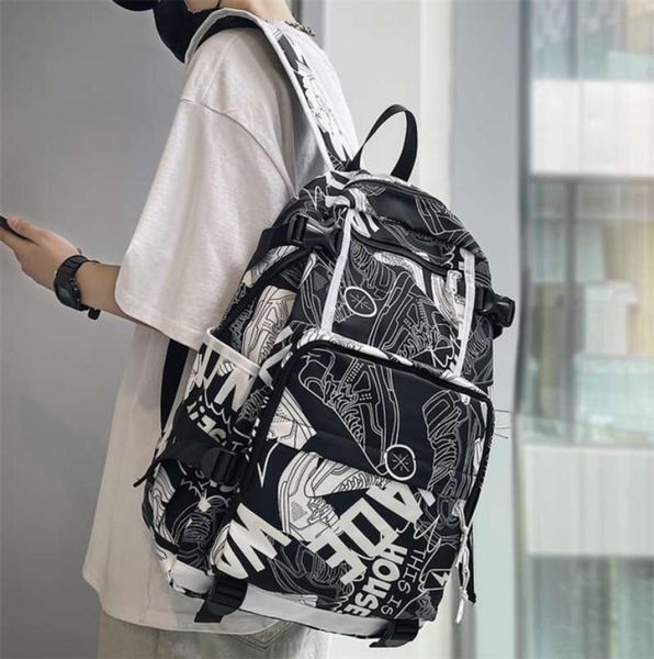 

harajuku girl male school bag female graffiti print men backpack women book boy bag nylon ladies fashion lapbackpack student 21063335