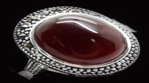 

fashion design red jademarcasite 925 sterling silver ring size 7894630167