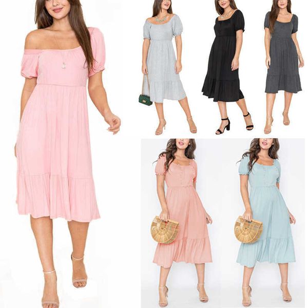 

summer square neck lantern sleeves ruffled comfortable casual dress, White