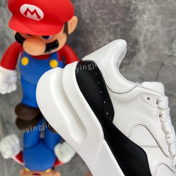 

brand fashion designer platform men casual shoes leather lace-up sneaker lady flat running trainers letters gym sneaker, Black