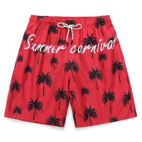

wearing large shorts for men's summer casual loose fitting home size 5/4 hawaiian print straight tube beach pants, White;black