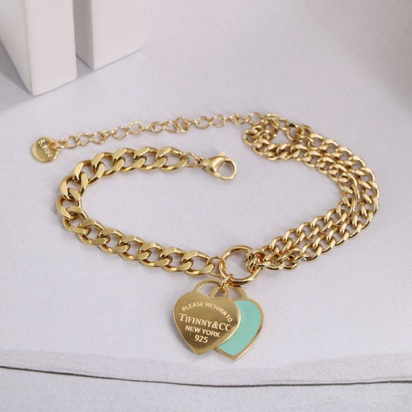 

t home 18k gold classic blue love asymmetrical bracelet female fashion commuting all-matching style ladies bracelet, Black