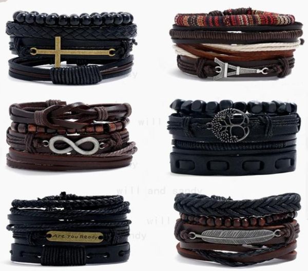

vintage braid wood bead strand leather wrap bracelet bangle cuff jesus cross owl leaf tree of life infinity charm bracelets for me5974298, Golden;silver