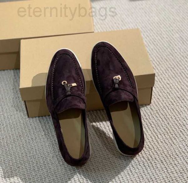 

luxury casual shoes flats loro- piana charms walk embellished suede loafers mens low flat slip on comfort shoe 38-45box 8g0g, Black