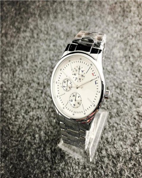 

new mens wear white classic fashion orologio di lusso stainless steel alloy gold men039s watch1911178, Slivery;black