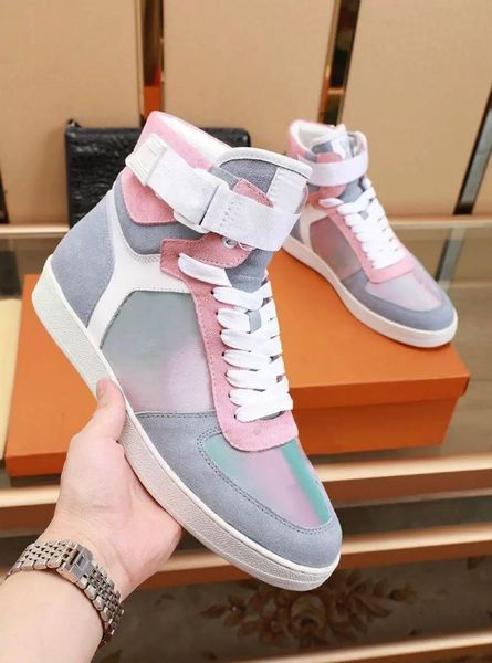 

2023 gradient men women designers shoes calfskin low sneakers with box dust bag luxurys high cut rainbow trainers lace-up buckle strap causa, Black