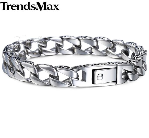 

trendsmax fashion new stainless steel charm bracelet men vintage totem mens bracelets 2018 cool male wristband jewelry hb30 y189197023133, Black