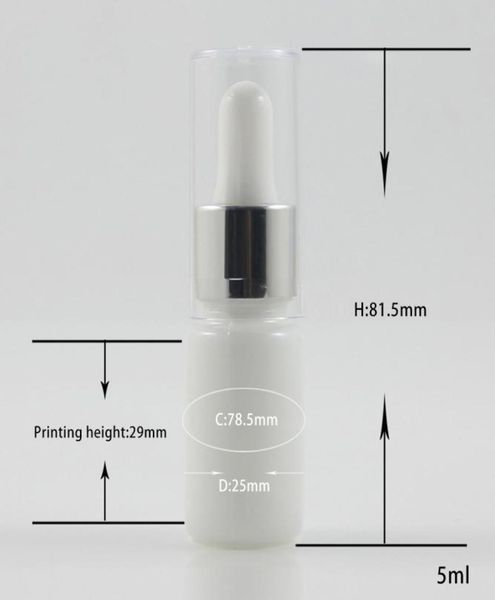 

whole 5ml mini highgrade glass pearl white essential oil dropper bottle with uv coated silver collar3425632