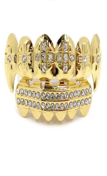 

hip hop grillz for men women street fashion bling teeth zircon teeth braces copper vampire teeth dental grills body jewelry access8856810, Black