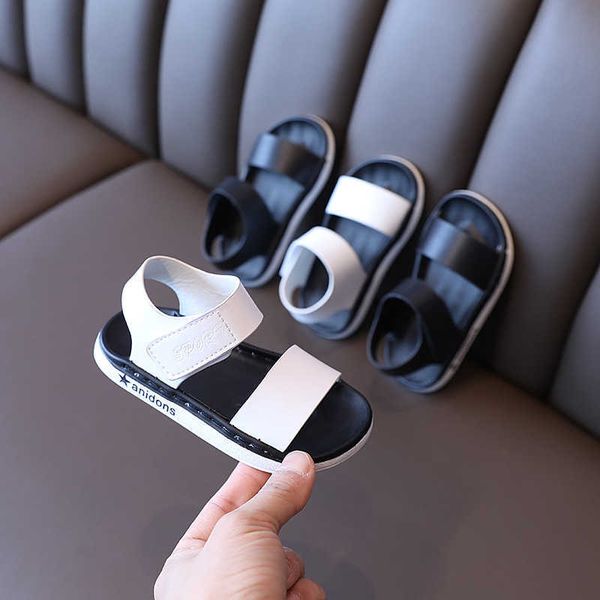 

sandals children's new non-slip children's simple baby open-toed casual sandals beach breathable boys shoes summer soft-soled sand, Black;red