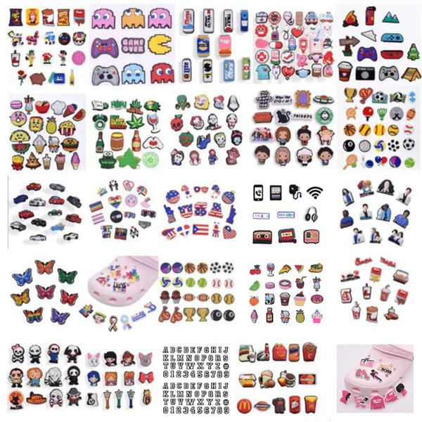 

stock pvc cartoon croc charms shoe decoration buckle accessories clog charm bracelet wristband buttons party gift, White;pink