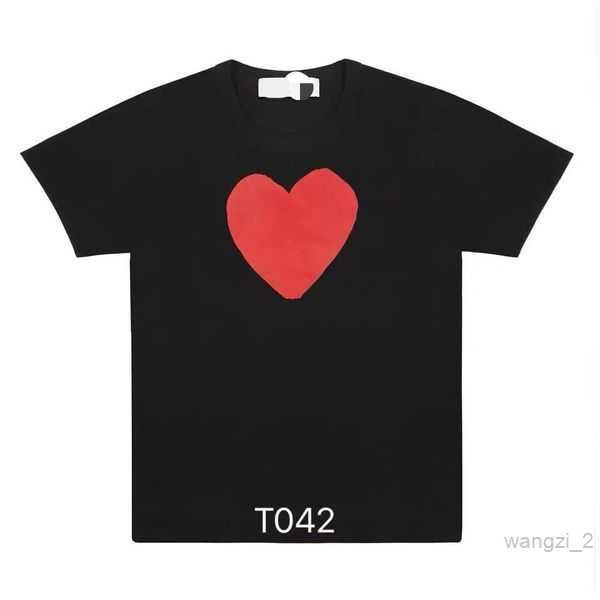 

23ss summer cdgs mens t-shirts play shirt commes short sleeve womens des badge garcons embroidery heart red 4 sw1a, White;black