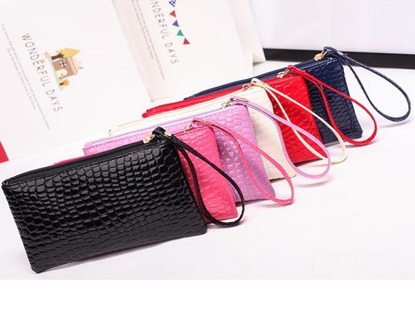 

women clutch bag crocodile grain candy colors business gifts ladies large capacity coin purse mobile phone bags gift bag lady 8087080, Red;black