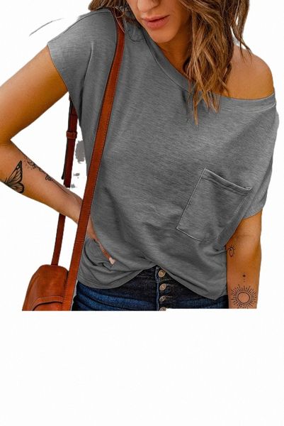 

gray pocketed tee with side slits 2023 new n6ku#, White