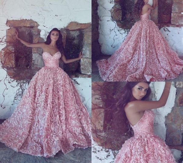 

new luxury pink sweetheart ball gown princess evening dresses ball gowns sleeveless lace appliques prom dresses long sweep train5064618, Black;red