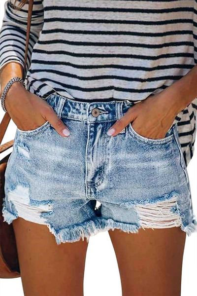 

wholesale summer brand womens shorts short skirt sports running fitness quick dry angerella denim casual mid waist ripped jean frayed raw he, White;black