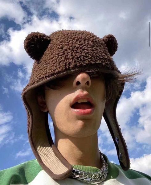 

ins style korean minority safety bear brown little bear ear hat z0519, Blue;gray