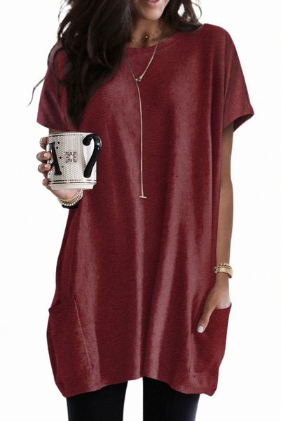 

side pockets short sleeve tunic 2023 new m09z#, White