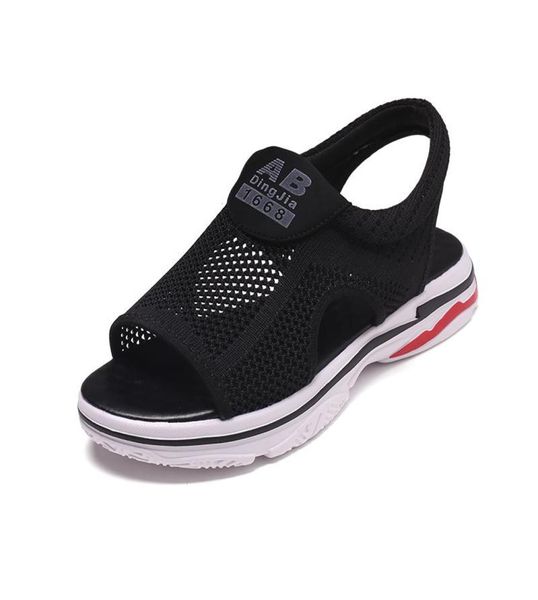 

dress shoes hollow women sports sandals platform wedges heels knit woman fish mouth thick bottoms summer ladies rome shoesdress7992617, Black