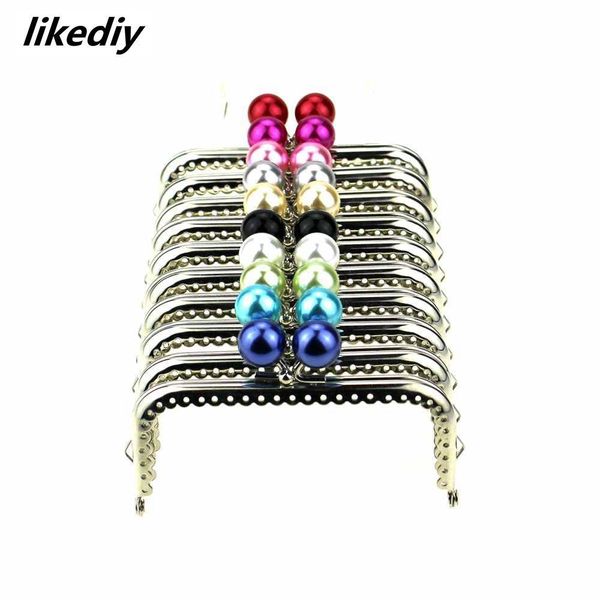 

bag parts accessories 10 pcs/lot 10.5 cm candy pearl head square silver metal purse frame kiss clasp lace diy bag accessories 230519, Black