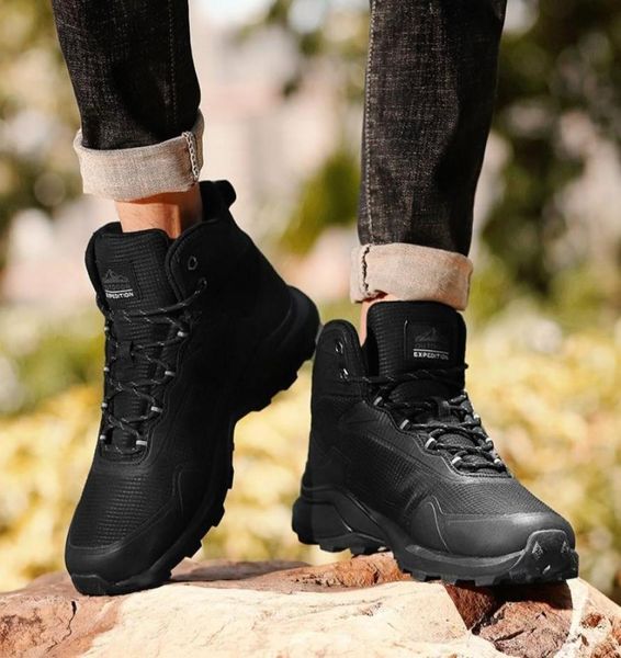 

brand men warm plush snow outdoor nonslip hiking highwaterproof sneakers men039s winter boots size 4048 2012036913578, Black