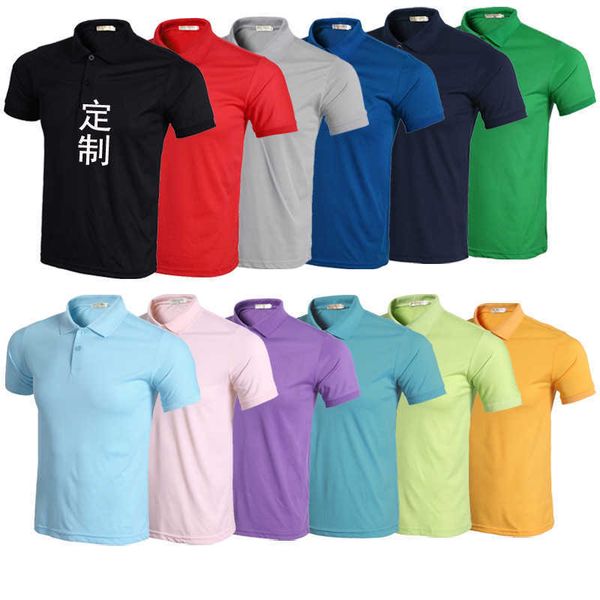 

mercerized cotton polo shirt printed lapel short sleeved t-shirt advertising t-shirt group clothes customized, White;black