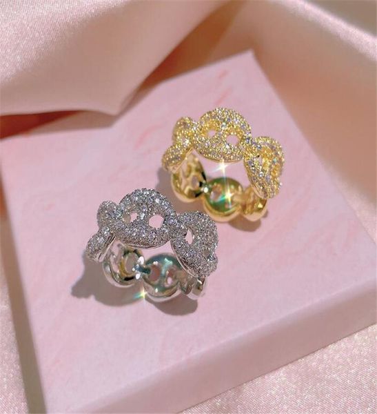 

choucong unique brand wedding rings sparkling luxury jewelry 925 sterling silver 18k gold fill pave white sapphire cz diamond gems9902685, Slivery;golden