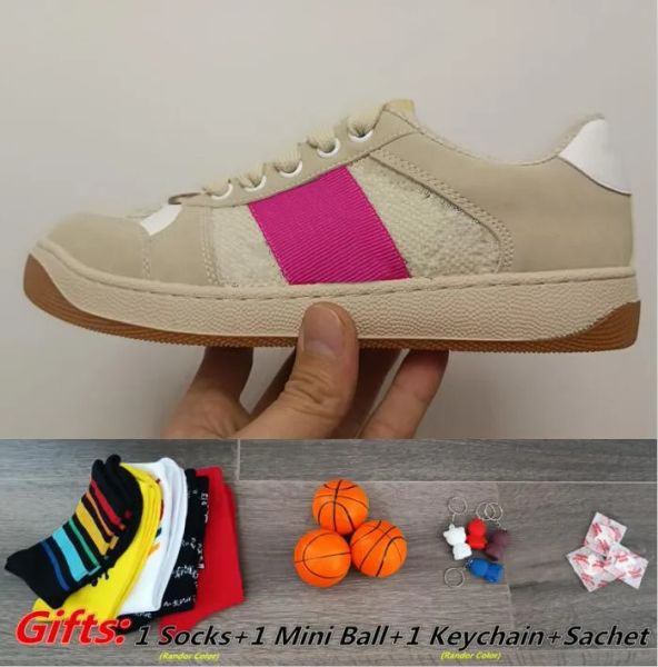

2022 dirty designer casual shoes screener canvas sneakers women luxurys classic blue red stripe rubber leather distresse gg''sneak, Black