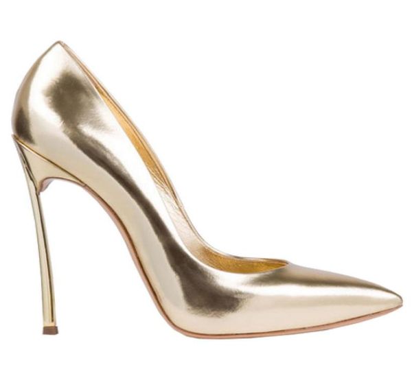 

high heels dress shoes genuine leather pointed toe pumps gold heels party shoes big size 34 434289994, Black