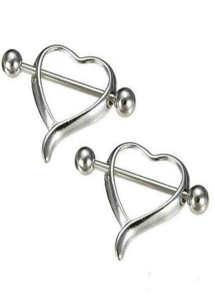 

modrsa 2pcslot heart nipple shield piercing rings stainless steel barbell nipple ring body jewelry for women5849644, Slivery;golden