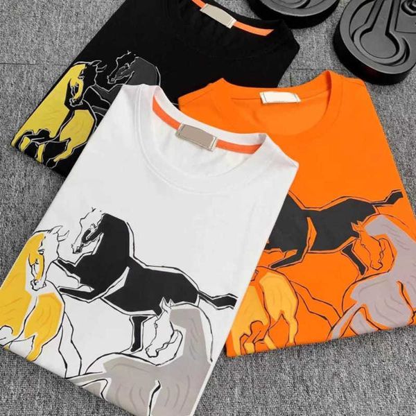 

plus size mens t shirt round neck short sleeve r t shirt h horse print graphic tee men women casual oversize t-shirt, White;black