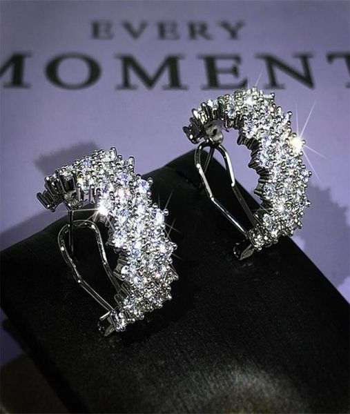

choucong unique ear cuff sparkling luxury jewelry 925 sterling silver pave white sapphire cz diamond olive branch earring women we6656147