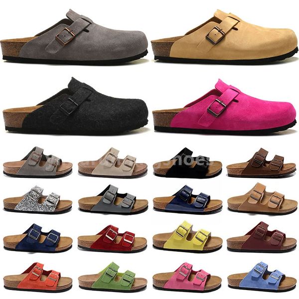 

new designer boston summer cork flat slippers fashion designs leather slippers favourite beach sandals casual shoes clogs for women men bag