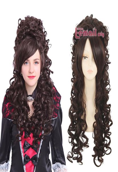

gtgtgt baroque brown renaissance long wave curly cosplay wig7120659, Black;brown