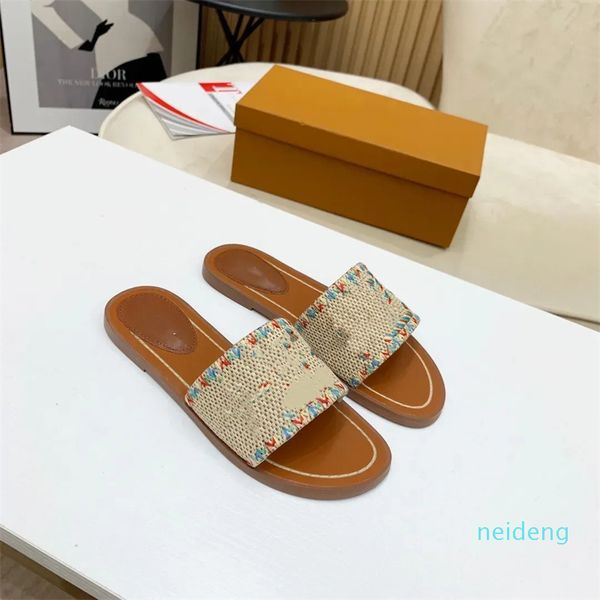 

Womens Fashion Slippers Sandals Summer Embroidered Canvas Designer Slides Sandles Platforms Slider Shoes For Woman, 04