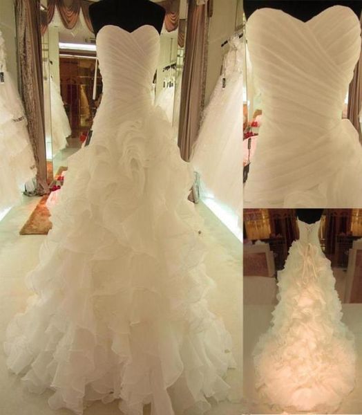 

strapless pleated wedding dresses cascading ruffles aline bridal wedding gowns plus size wedding dresses dridal gowns robe de mar8265937, White