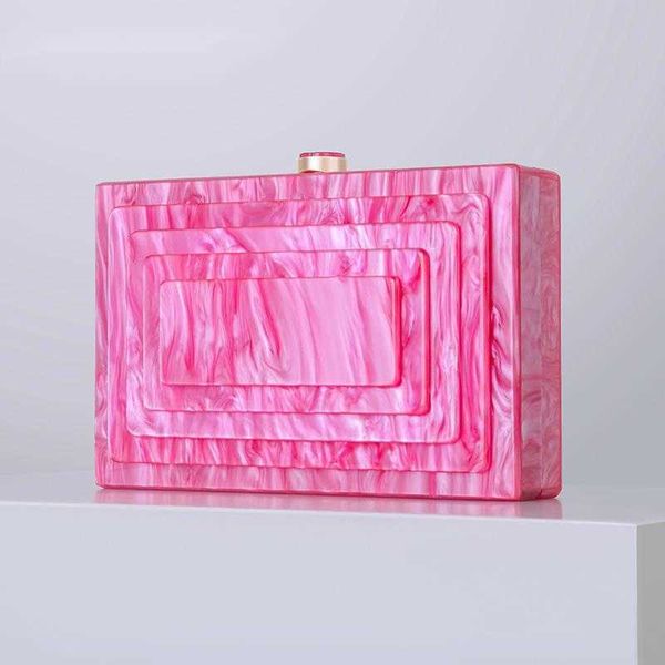 

evening bags multi layer box clutch women elegant rose red purses and handbags ladies chain crossbody wedding party 230427