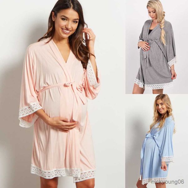 

new pregnancy pajamas sleepwear nursing pregnant pajamas mother breastfeeding nightgown elegant maternity nursing dress r230519, White
