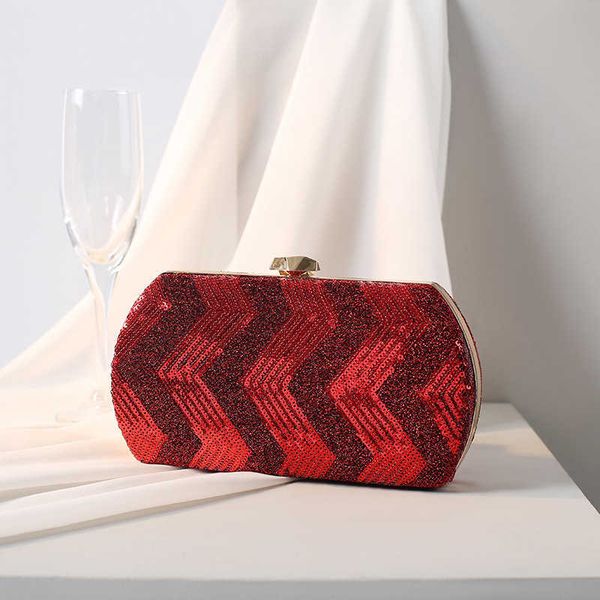 

evening bags stripped women sequined golden metal luxury 2023 new design handbags retro party dinner clutches 230427