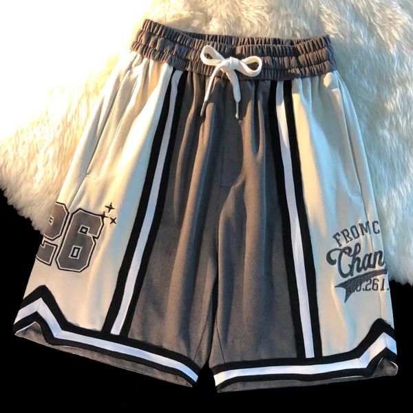 

men's shorts embroidered basketball shorts vintage hiphop men casual shorts american trend high street couple sports pants college styl, White;black