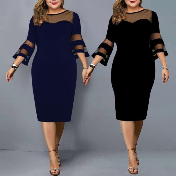 

dresses party dress plus size ladies midi sequin mesh long sleeve lace elegant bodycon xl4xl 5xl evening dresses woman summer sale, Black;gray