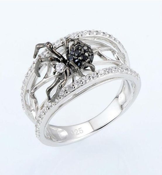 

s983 fashion jewelry black spider ring zircon diamond rings7557138, Silver