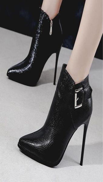 

women ankle martin boots women shoes pu leather zipper pumps wedding dress winter warm snow boots women2496648, Black