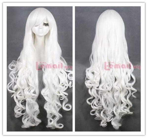 

80cm long white women039s obique bangs curly wave hair cosplay party wigs cb64d1643127, Black;brown