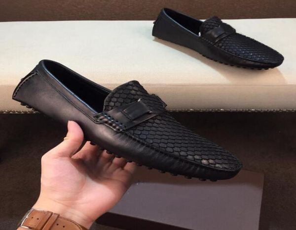 

orignal box luxury mens driving loafers real leather casual slip on dress shoes size 38443242283, Black