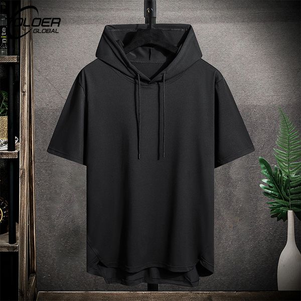 

mens tshirts hooded t shirt men summer korean half sleeve pullover soft loose tshirt streetwear sleeveless drawstring clothing 230518, White;black