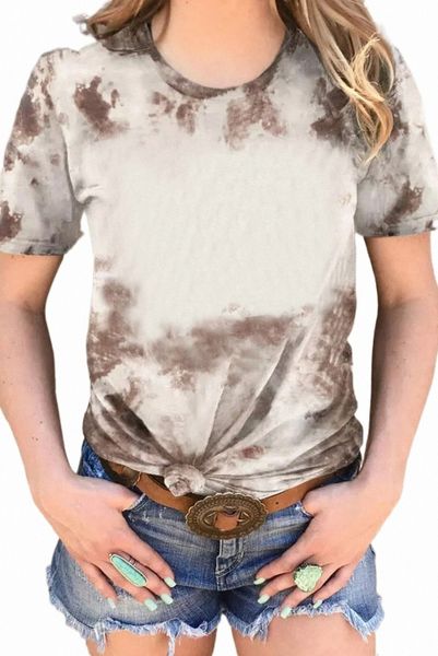 

brown blank apparel- bleached tie-dye print short sleeve r8si#, White